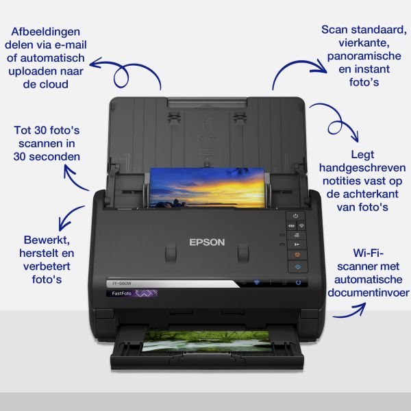 Epson FastFoto FF-680W snelle A4-fotoscanner met automatische invoer en Wi-Fi-connectiviteit (B11B237401)