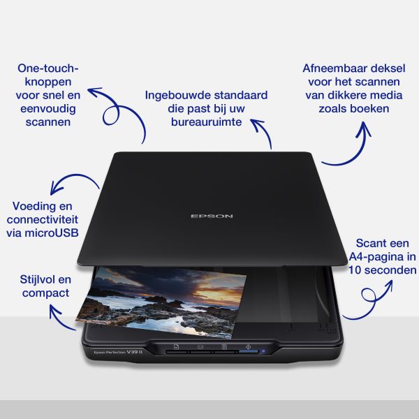 Epson Perfection V39II A4 flatbed foto- en documentscanner met standaard (B11B268401)
