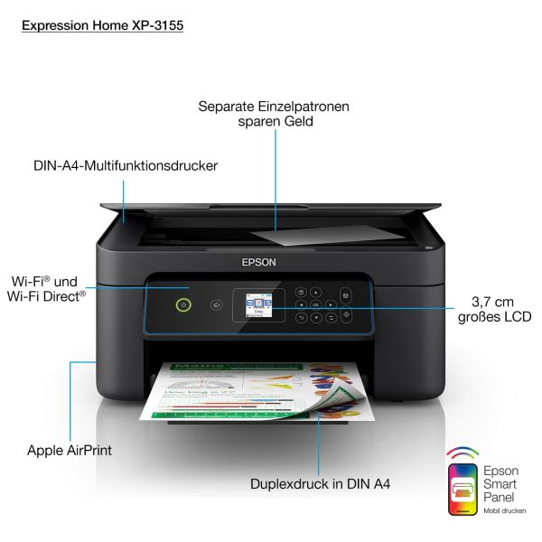 Epson Expression Home XP-3155 Inkjet A4 5760 x 1440 DPI 33 ppm Wifi (C11CG32406)