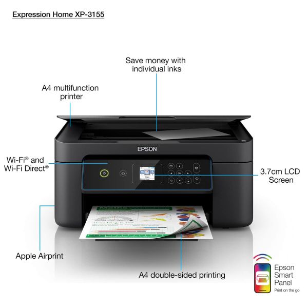 Epson Expression Home XP-3155 Inkjet A4 5760 x 1440 DPI 33 ppm Wifi (C11CG32406) Epson Expression Home XP-3155 Inkjet A4 5760 x 1440 DPI 33 ppm Wifi (C11CG32406)