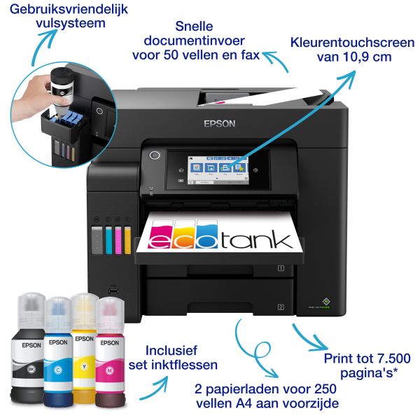 Epson EcoTank ET-5800 A4 multifunctionele Wi-Fi-printer met inkttank en fax (C11CJ30401)