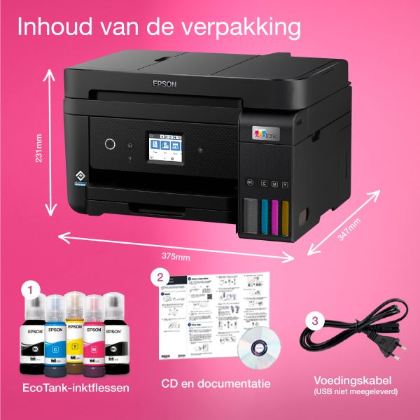 Epson EcoTank ET-4850 A4 multifunctionele Wi-Fi-printer met inkttank, inclusief tot 3 jaar inkt (C11CJ60402)