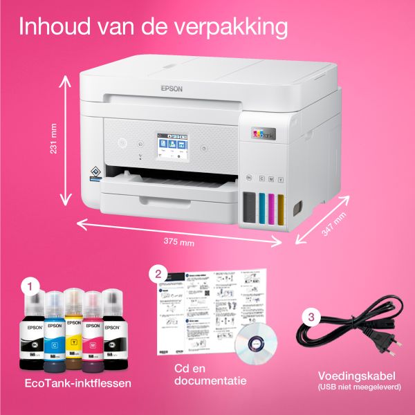 Epson EcoTank ET-4856 A4 multifunctionele Wi-Fi-printer met inkttank, inclusief tot 3 jaar inkt (C11CJ60407)