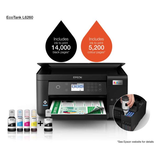 Epson L6260 Inkjet A4 4800 x 1200 DPI 33 ppm Wifi (C11CJ62402)