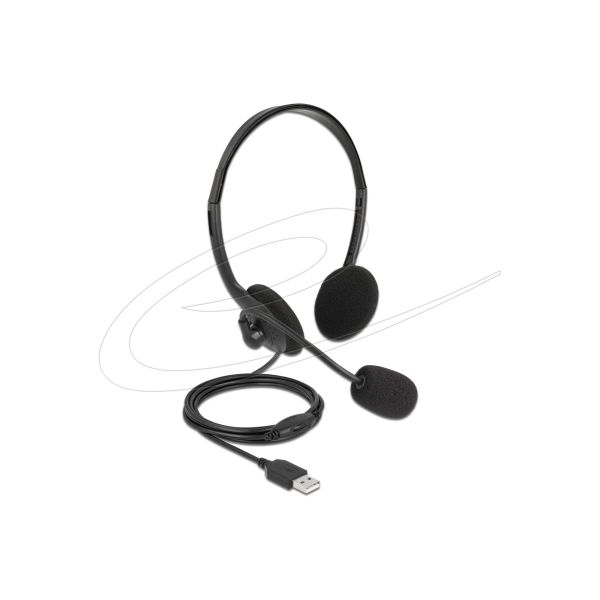 DELOCK USB Stereo Headset mit Lautstärkeregler Ultra-Leicht (27178)