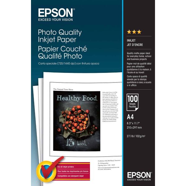 Epson Photo Quality Inkjet Paper - A4 - 100 Vellen (C13S041061)