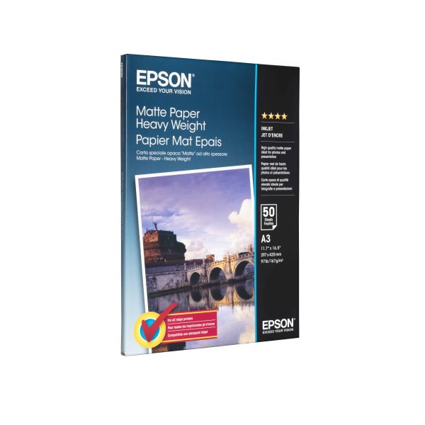 Epson Matte Paper Heavy Weight, DIN A3, 167g/m², 50 Vel (C13S041261)