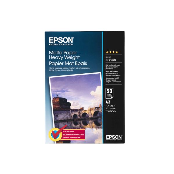 Epson Matte Paper Heavy Weight, DIN A3, 167g/m², 50 Vel (C13S041261)