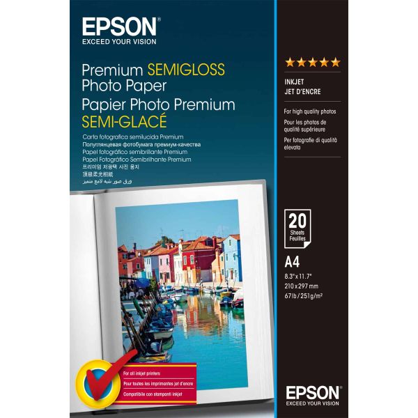 Epson Premium Semi-Gloss Photo Paper - A4 - 20 Vellen (C13S041332)
