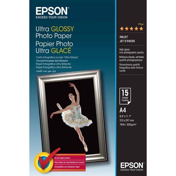 Epson Ultra Glossy Photo Paper - A4 - 15 Vellen (C13S041927) Epson Ultra Glossy Photo Paper - A4 - 15 Vellen (C13S041927)