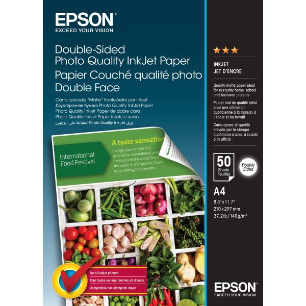 Epson Double-Sided Photo Quality Inkjet Paper - A4 - 50 Sheets (C13S400059) Epson Double-Sided Photo Quality Inkjet Paper - A4 - 50 Sheets (C13S400059)