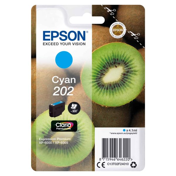 Epson Kiwi Singlepack Cyan 202 Claria Premium Ink (C13T02F24010) Epson Kiwi Singlepack Cyan 202 Claria Premium Ink (C13T02F24010)