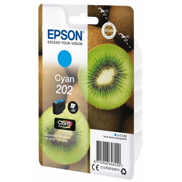 Epson Kiwi Singlepack Cyan 202 Claria Premium Ink (C13T02F24010)
