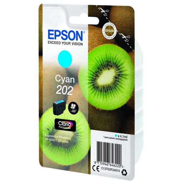 Epson Kiwi Singlepack Cyan 202 Claria Premium Ink (C13T02F24010)
