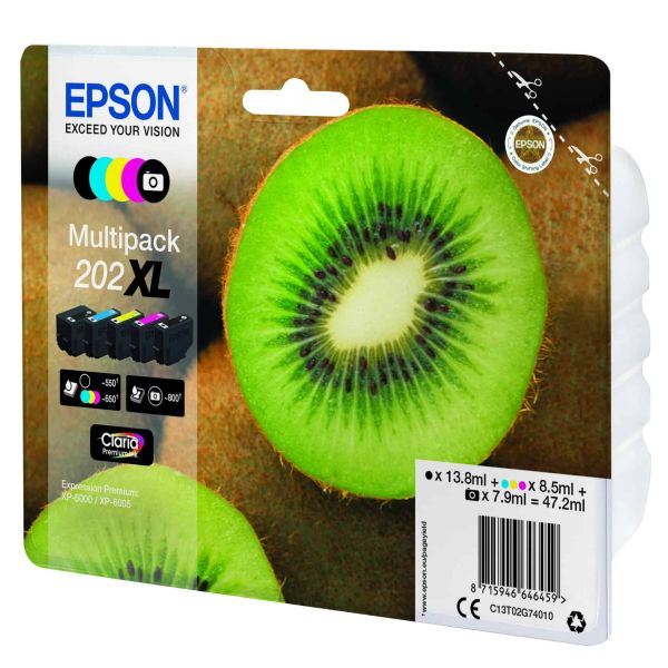 Epson Kiwi Multipack 5-colours 202XL Claria Premium Ink (C13T02G74010)