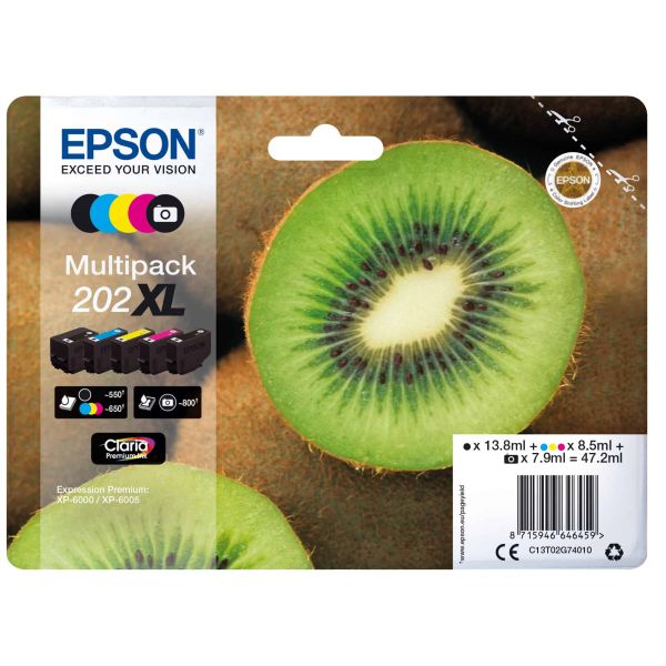 Epson Kiwi Multipack 5-colours 202XL Claria Premium Ink (C13T02G74010) Epson Kiwi Multipack 5-colours 202XL Claria Premium Ink (C13T02G74010)