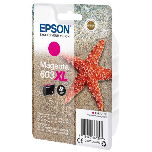 Epson Singlepack Magenta 603XL Ink (C13T03A34020)