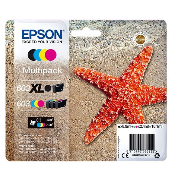 Epson 603 XL inktcartridge 1 stuk(s) Origineel Hoog (XL) rendement Zwart, Cyaan, Magenta, Geel (C13T03A94010) Epson 603 XL inktcartridge 1 stuk(s) Origineel Hoog (XL) rendement Zwart, Cyaan, Magenta, Geel (C13T03A94010)