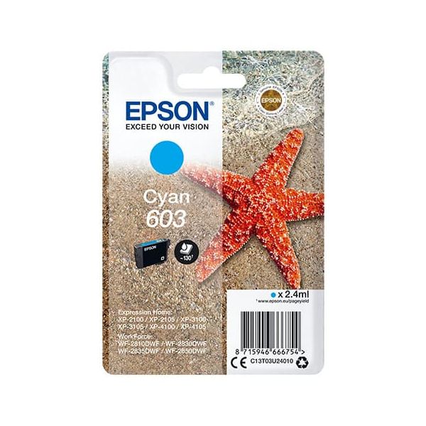 Epson Singlepack Cyan 603 Ink (C13T03U24020) Epson Singlepack Cyan 603 Ink (C13T03U24020)