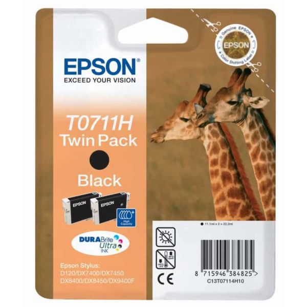 Epson Giraffe Dubbelpack T0711H DURABrite Ultra Ink (C13T07114H20)