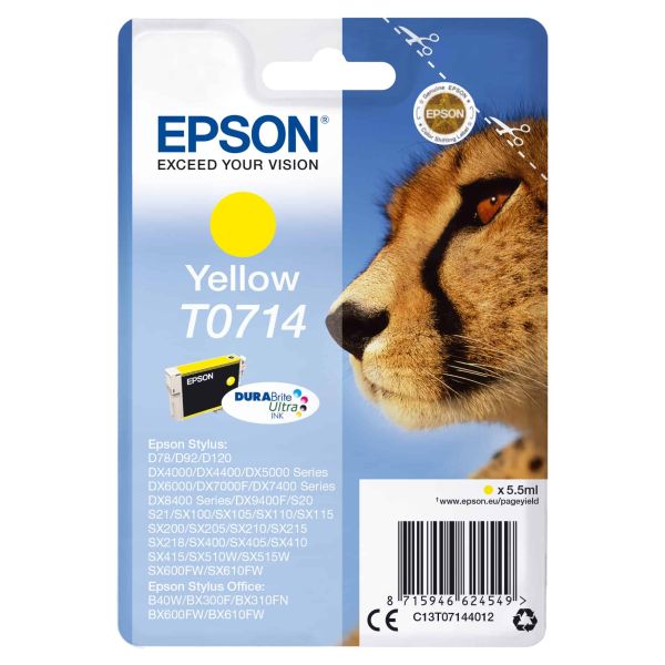 Epson Singlepack Yellow T0714 DURABrite Ultra Ink (C13T07144022) Epson Singlepack Yellow T0714 DURABrite Ultra Ink (C13T07144022)