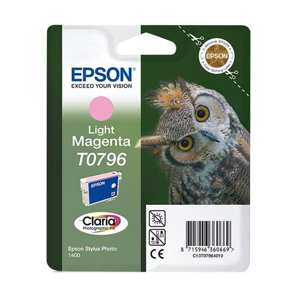 Epson Owl inktpatroon Light Magenta T0796 Claria Photographic Ink (C13T07964010) Epson Owl inktpatroon Light Magenta T0796 Claria Photographic Ink (C13T07964010)