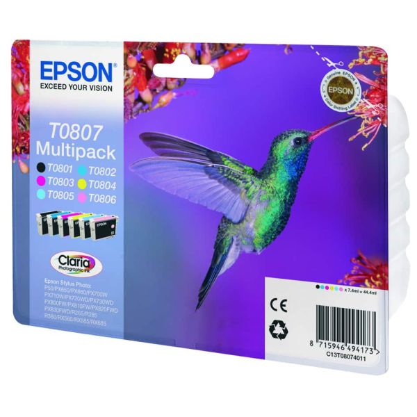 Epson Hummingbird Multipack 6-colours T0807 Claria Photographic Ink (C13T08074021)