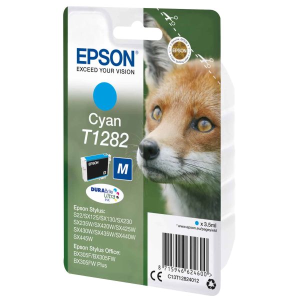 Epson Fox Singlepack Cyan T1282 DURABrite Ultra Ink (C13T12824012)