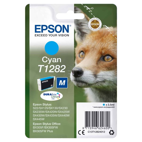 Epson Fox Singlepack Cyan T1282 DURABrite Ultra Ink (C13T12824012) Epson Fox Singlepack Cyan T1282 DURABrite Ultra Ink (C13T12824012)