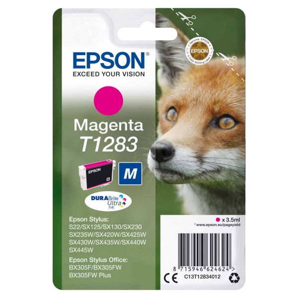 Epson Fox Singlepack Magenta T1283 DURABrite Ultra Ink (C13T12834012) Epson Fox Singlepack Magenta T1283 DURABrite Ultra Ink (C13T12834012)