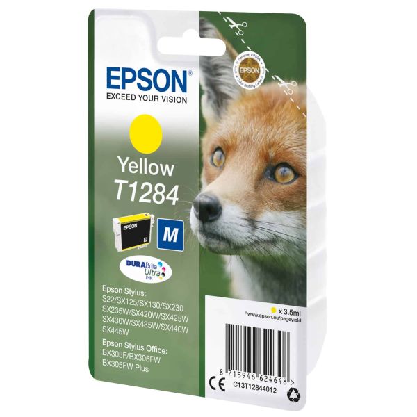 Epson Fox Singlepack Yellow T1284 DURABrite Ultra Ink (C13T12844012)