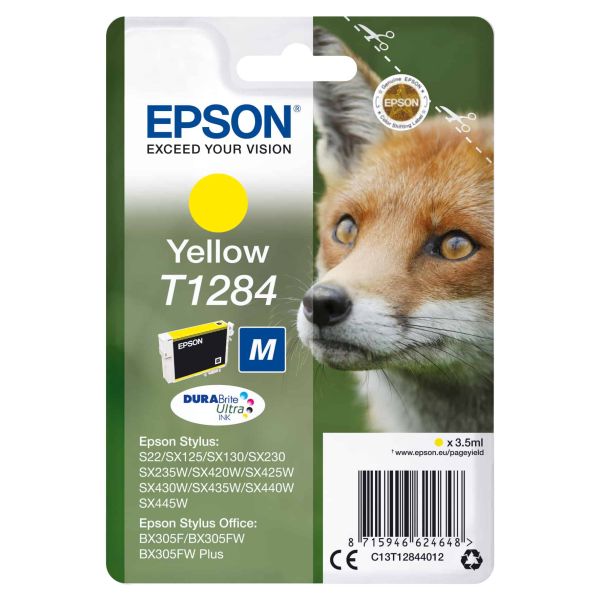 Epson Fox Singlepack Yellow T1284 DURABrite Ultra Ink (C13T12844012)