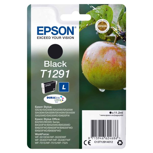 Epson Apple Singlepack Black T1291 DURABrite Ultra Ink (C13T12914012) Epson Apple Singlepack Black T1291 DURABrite Ultra Ink (C13T12914012)