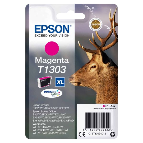 Epson Stag inktpatroon Magenta T1303 DURABrite Ultra Ink (C13T13034022) Epson Stag inktpatroon Magenta T1303 DURABrite Ultra Ink (C13T13034022)