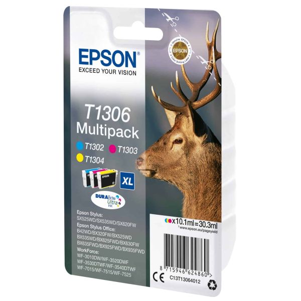 Epson Stag Multipack 3-kleur T1306 DURABrite Ultra Ink (C13T13064022)