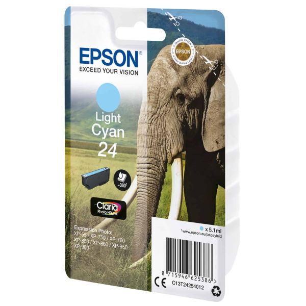 Epson Elephant Singlepack Light Cyan 24 Claria Photo HD Ink (C13T24254022)