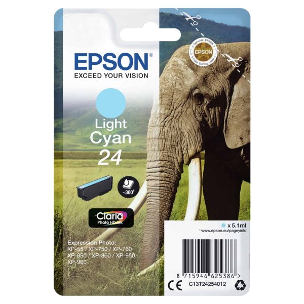 Epson Elephant Singlepack Light Cyan 24 Claria Photo HD Ink (C13T24254022)