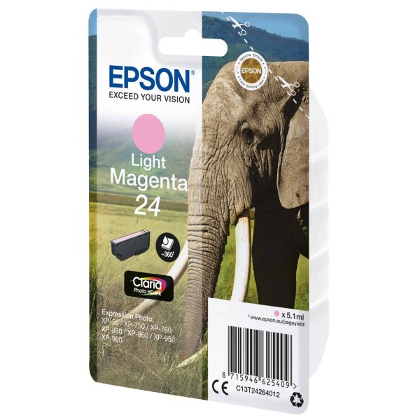 Epson Elephant Singlepack Light Magenta 24 Claria Photo HD Ink (C13T24264022)