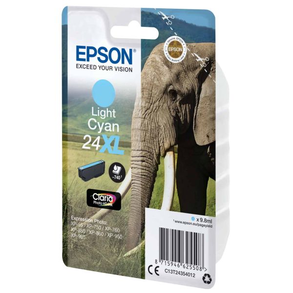 Epson Elephant Singlepack Light Cyan 24XL Claria Photo HD Ink (C13T24354022)