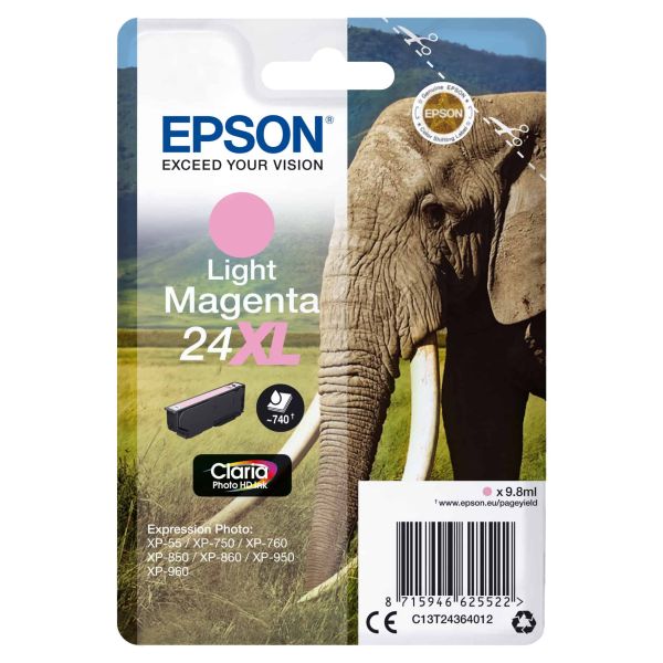 Epson Elephant Singlepack Light Magenta 24XL Claria Photo HD Ink (C13T24364022) Epson Elephant Singlepack Light Magenta 24XL Claria Photo HD Ink (C13T24364022)