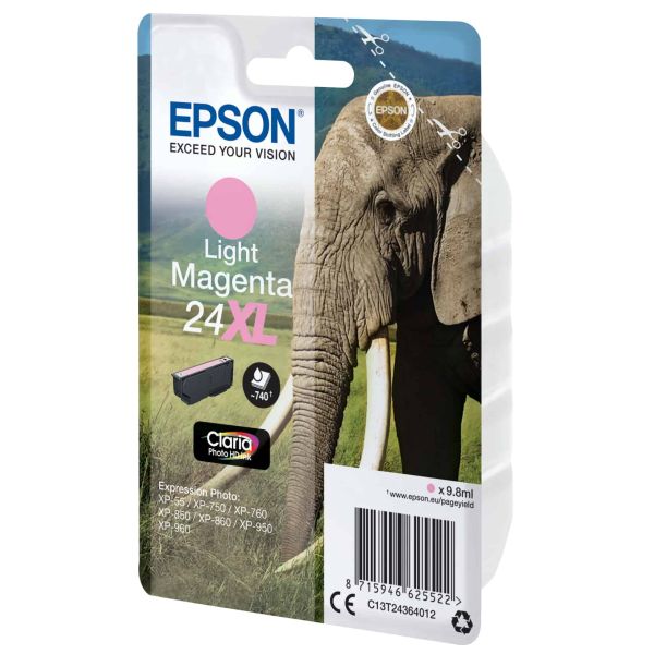 Epson Elephant Singlepack Light Magenta 24XL Claria Photo HD Ink (C13T24364022)