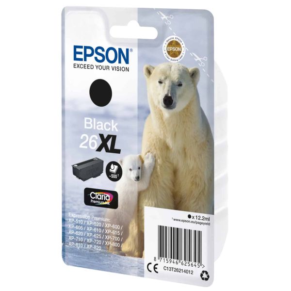 Epson Singlepack Black 26XL Claria Premium Ink (C13T26214022)