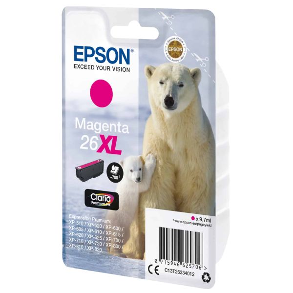 Epson Polar bear Singlepack Magenta 26XL Claria Premium Ink (C13T26334022)
