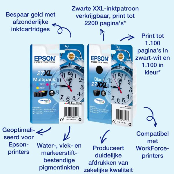 Epson Alarm clock Singlepack Black 27 DURABrite Ultra Ink (C13T27014012)