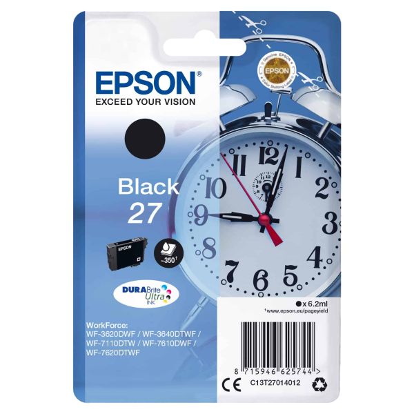 Epson Alarm clock Singlepack Black 27 DURABrite Ultra Ink (C13T27014022) Epson Alarm clock Singlepack Black 27 DURABrite Ultra Ink (C13T27014022)