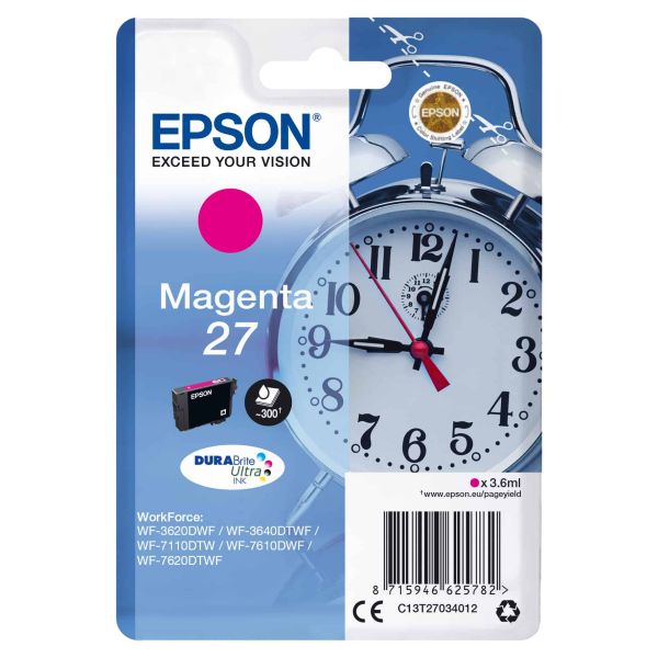 Epson Alarm clock Singlepack Magenta 27 DURABrite Ultra Ink (C13T27034012) Epson Alarm clock Singlepack Magenta 27 DURABrite Ultra Ink (C13T27034012)