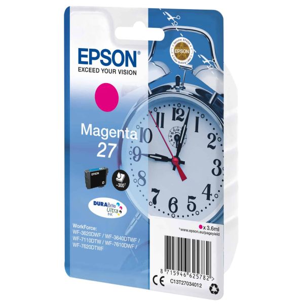 Epson Alarm clock Singlepack Magenta 27 DURABrite Ultra Ink (C13T27034012)