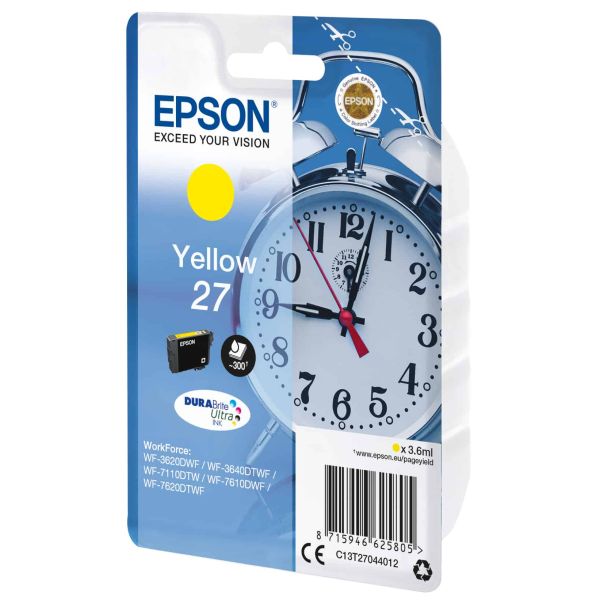 Epson Alarm clock Singlepack Yellow 27 DURABrite Ultra Ink (C13T27044022)