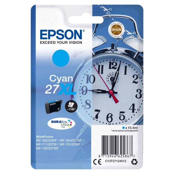 Epson Alarm clock Singlepack Cyan 27XL DURABrite Ultra Ink (C13T27124012)