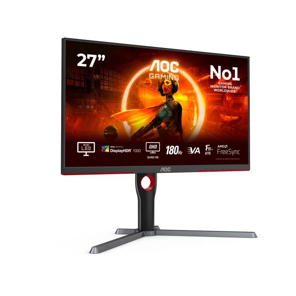 AOC G3 Q27G3XMN/BK computer monitor 68,6 cm (27") 2560 x 1440 Pixels 2K Ultra HD LED Zwart, Rood (Q27G3XMN/BK) AOC G3 Q27G3XMN/BK computer monitor 68,6 cm (27") 2560 x 1440 Pixels 2K Ultra HD LED Zwart, Rood (Q27G3XMN/BK)